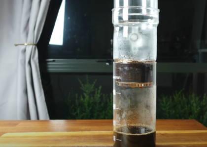 A container slowly dripping coffee